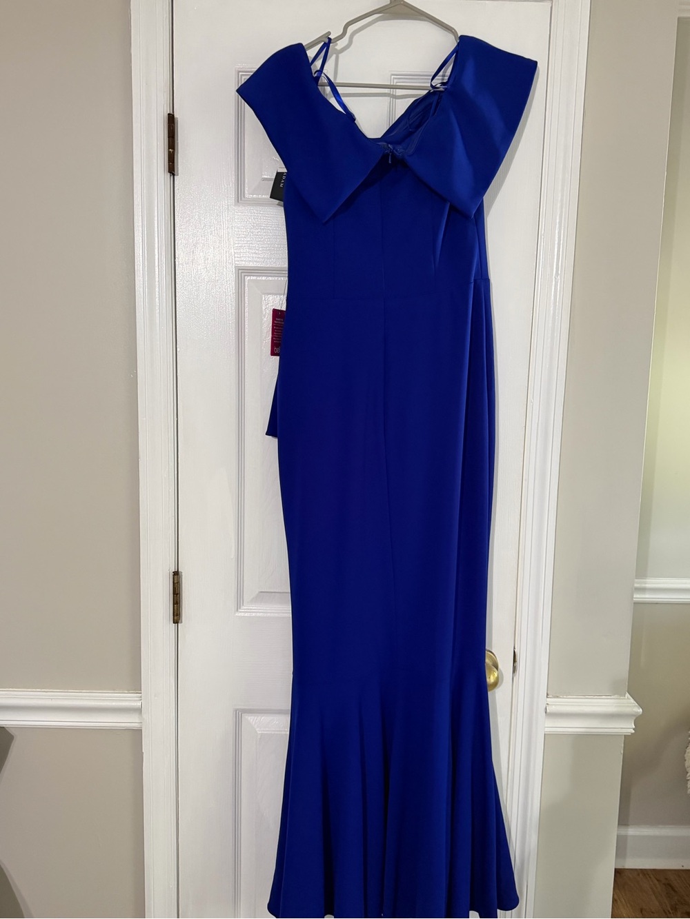 Royal Blue Ruffle Evening Dress - Picture 2 of 4